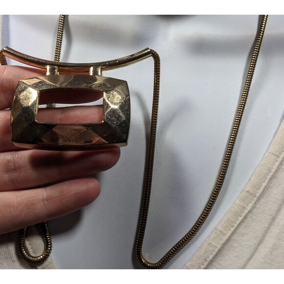 Avenue Geometric Gold Tone Pendant Statement Necklace - Picture 3 of 7